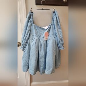 NWT Selkie Bleached Denim Puff Dress Size XL
